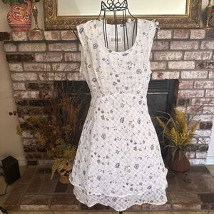 VTG Women’s Floral Chiffon Empire Waist Mini Tiered Dress Sz 8